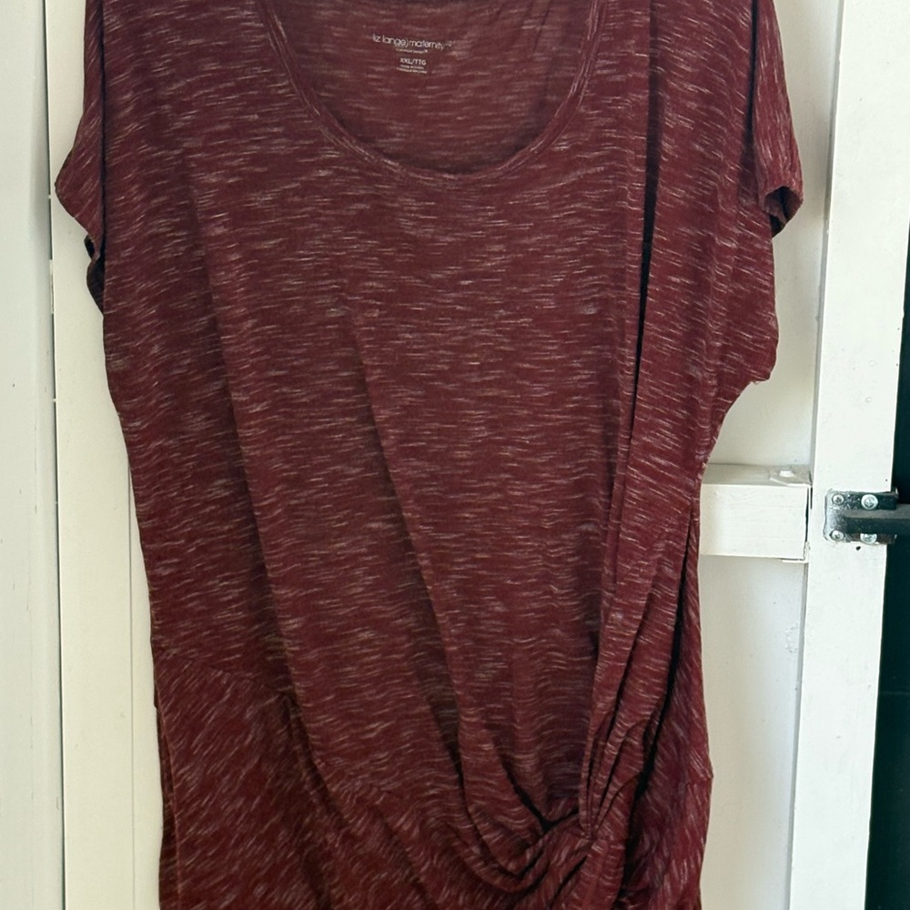 Liz Lange Red Relaxed Tie Front T-Shirt